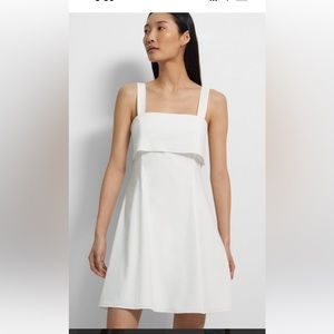 Theory linen white drape minidress